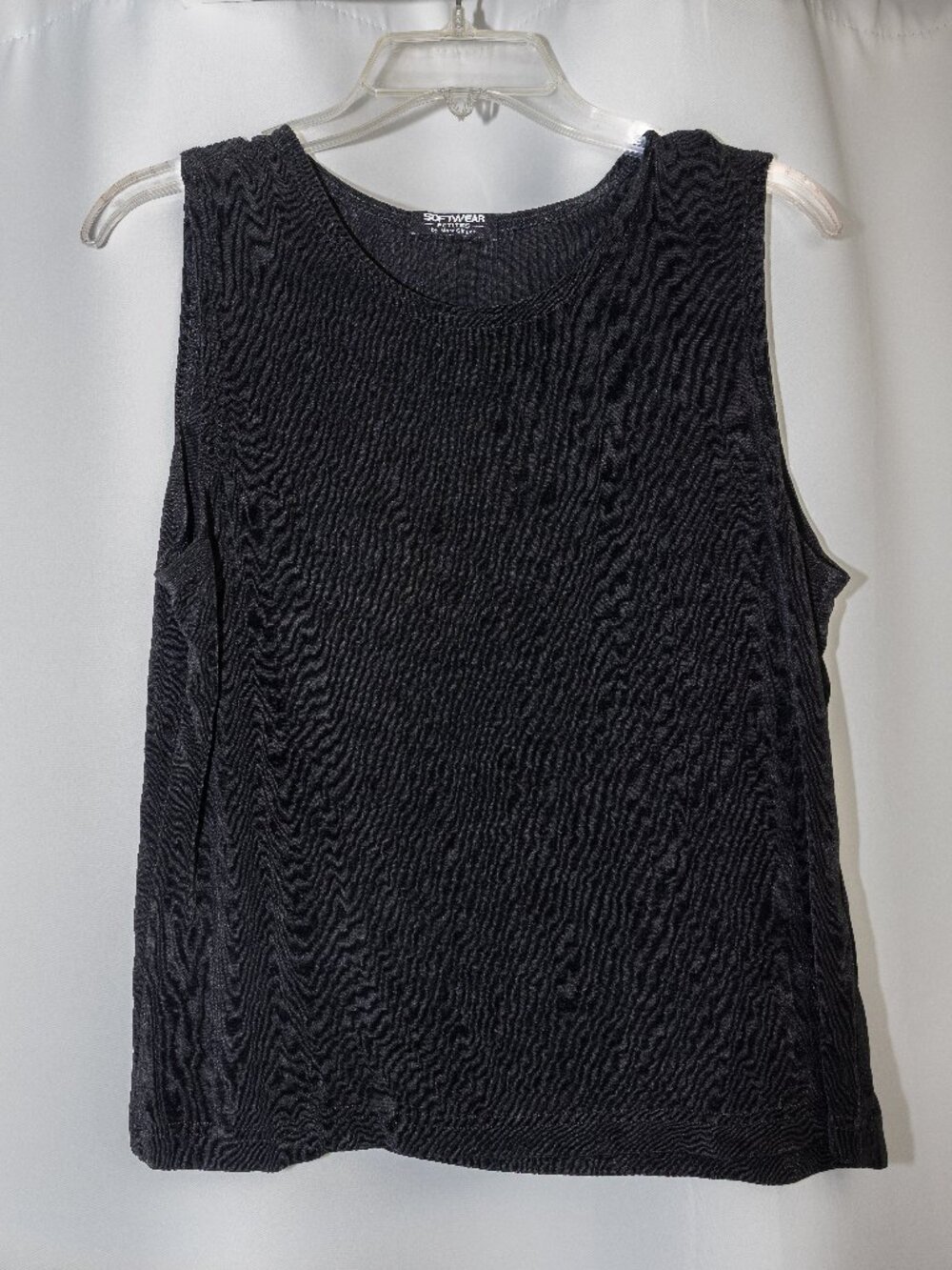 Vintage 80s Black Sleeveless Chemise by Softwear – Petite Size Large